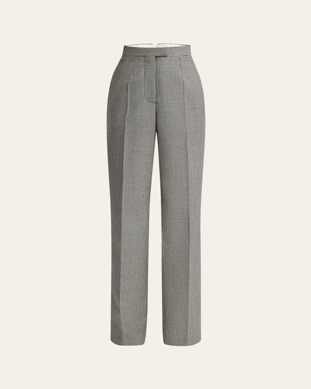 Tailored Houndstooth Mohair Wool Trousers
